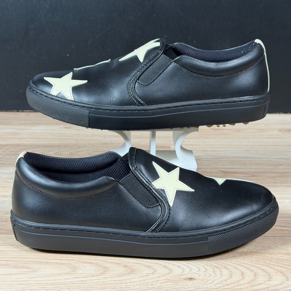 G/FORE Shoes Womens Size 9.5 Black Star Slip On Golf Leather Skull‎ Spikeless